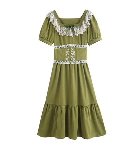 Matcha Daisy Corset Midi Dress