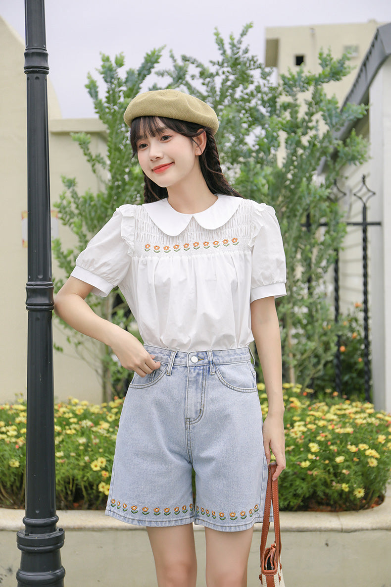 Daisy Chain Embroidered Shorts