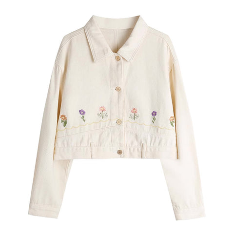 Personal Garden Embroidered Denim Jacket