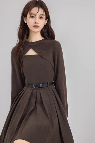 Two-Piece Mini Cami Dress & Sweater Set