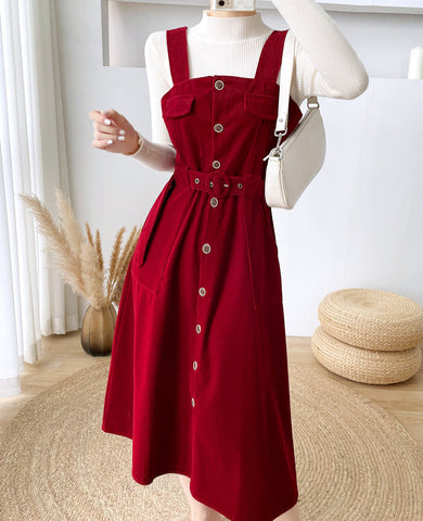 Corduroy Button Up Midi Dress
