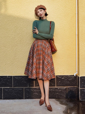 Maple – Karierter Midi-Tellerrock