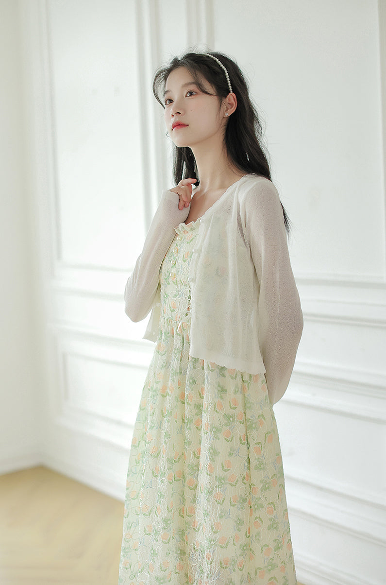 Vestido camisola con estampado de jardín de acuarela