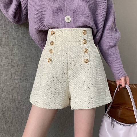 Pantalones cortos de tweed con lentejuelas a medida