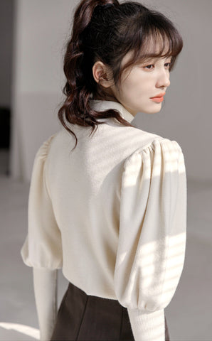 Puff Sleeve High Neck Sweater