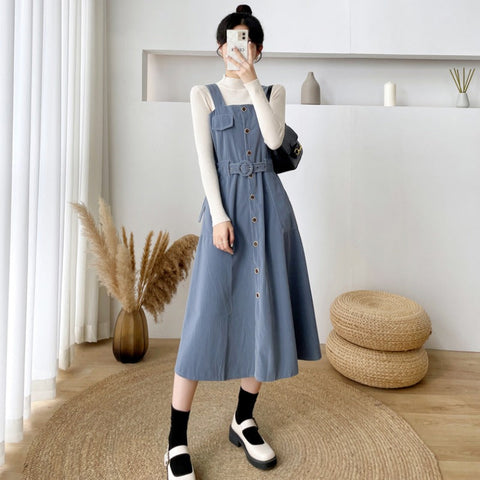 Corduroy Button Up Midi Dress
