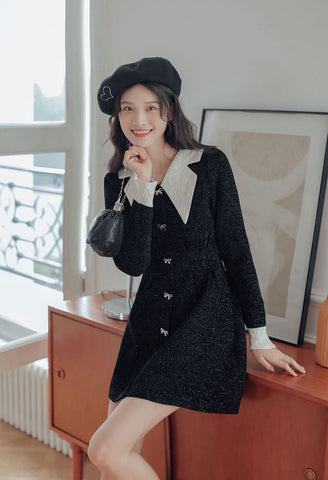 Sweet Bow Peter Pan Knit Dress