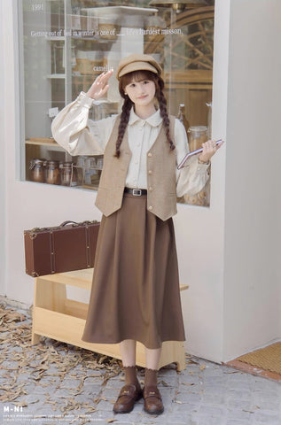 Waffle Puff Sleeve Blouse