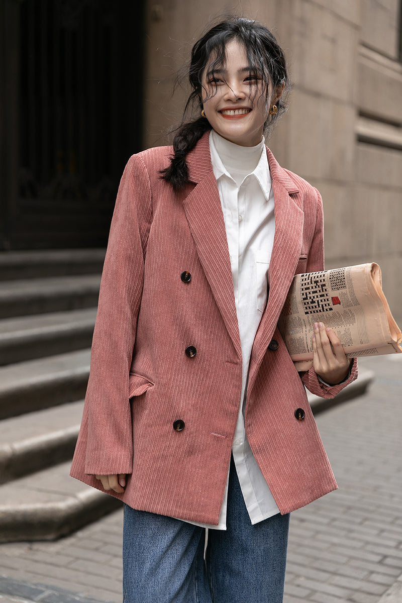 Corduroy Double Breasted Blazer Jacket