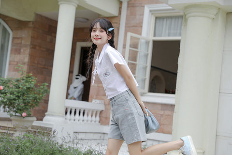 Saturn Embroidered Shorts