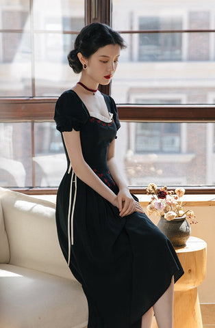 Onyx Rose Lace Up Dress