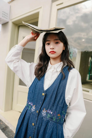 Wild Garden Button Pinafore Dress