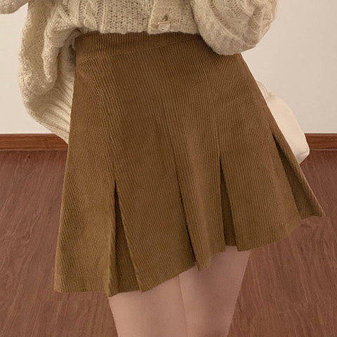 Corduroy Pleated Skirt