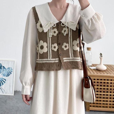 Chaleco de crochet de margaritas
