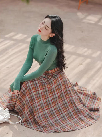 Maple – Karierter Midi-Tellerrock