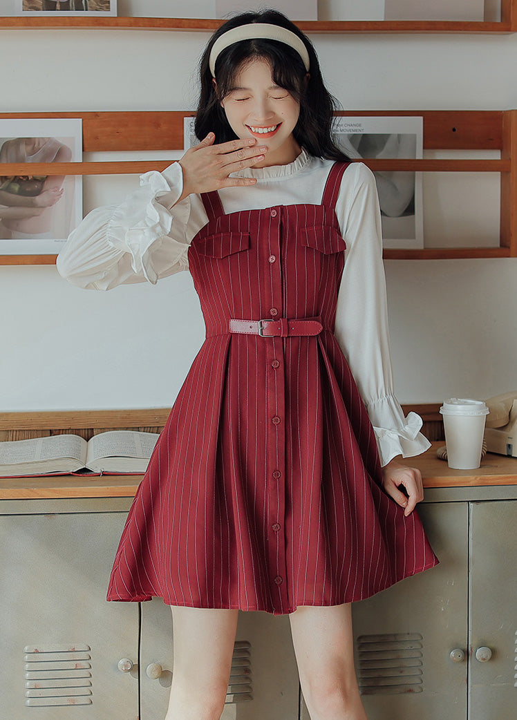 Vestido mini de rayas con botones