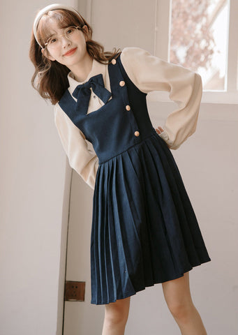 Varsity Pleated Twofer Dress