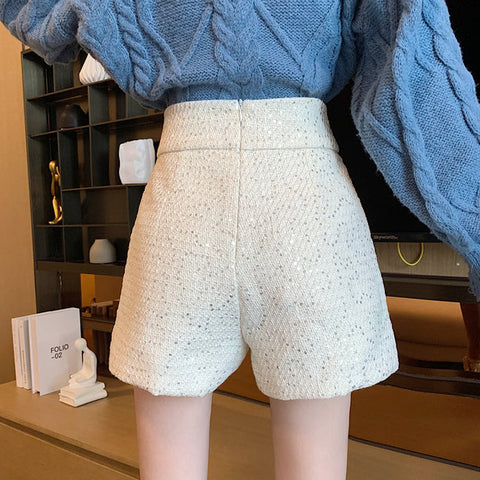Pantalones cortos de tweed con lentejuelas a medida