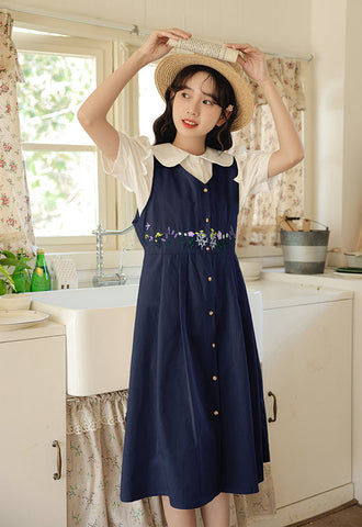 Wild Garden Button Pinafore Dress