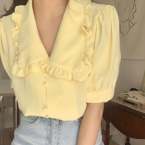 Peter Pan Collar Button Up Shirt