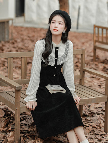 Lace High Neck Sweater Dress