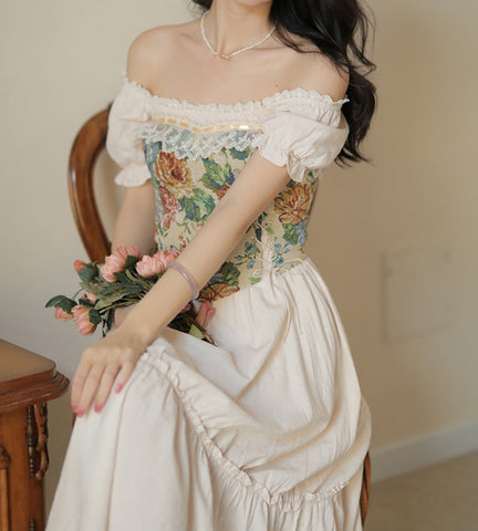 Rustic Floral Jacquard Corset