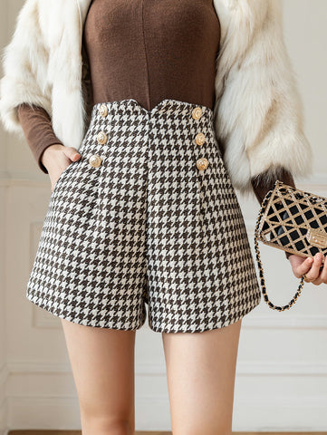 Houndstooth Tweed Shorts