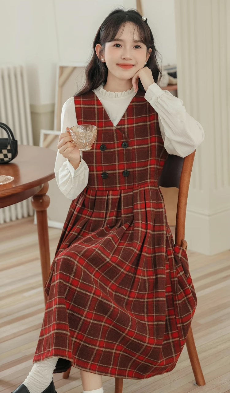 Biscuit Plaid Midi Dress