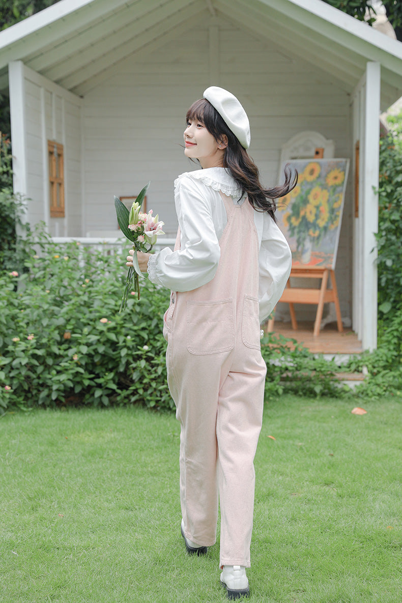 Denim-Overall mit Daisy Chain-Stickerei