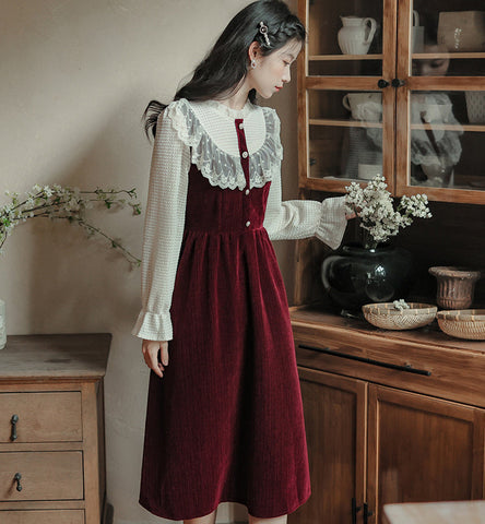 Lace High Neck Sweater Dress