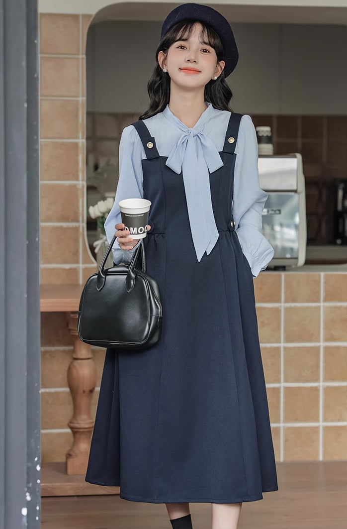 Vestido midi Twofer con cuello anudado