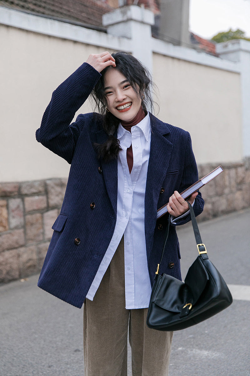 Corduroy Double Breasted Blazer Jacket