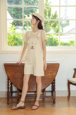 Honey Bear Short Overalls