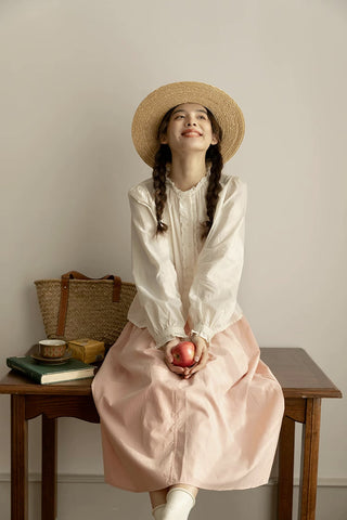 Ruffle Broderie Trim Blouse