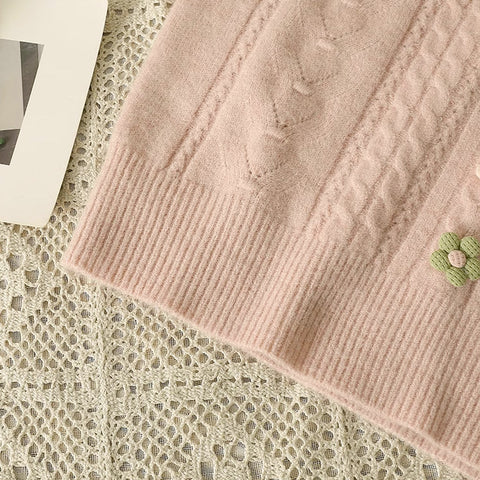 Matcha Pom Pom Daisy Vest