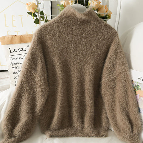 Fuzzy High Neck Sweater