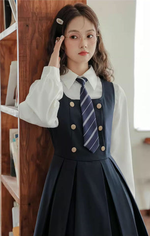 Double Breasted Mini Pinafore Set
