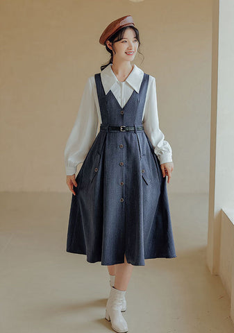 Traveller's Pinafore-Set mit Nadelstreifen