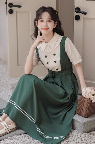 Lolita Kurzärmliges Midikleid mit Kunstlagen