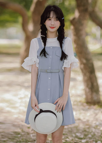 Vestido mini de rayas con botones