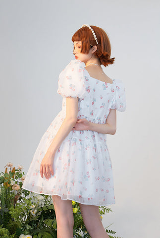 Strawberry Bunny Tiered Dress