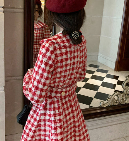 Candy Cane Gingham Dress Coat