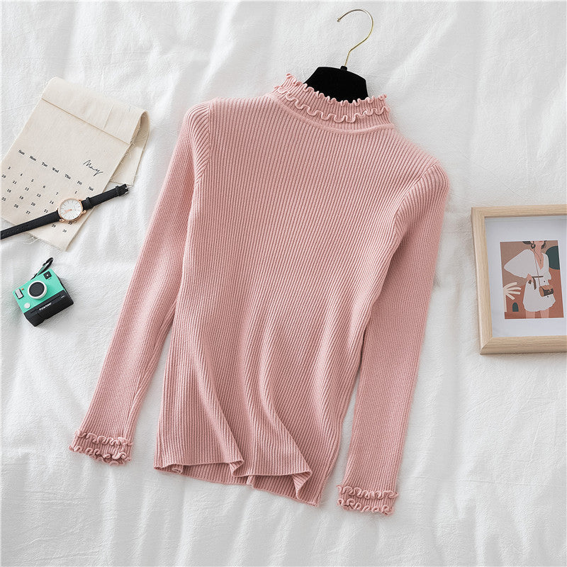 Basic Frilly Mock Neck Sweater