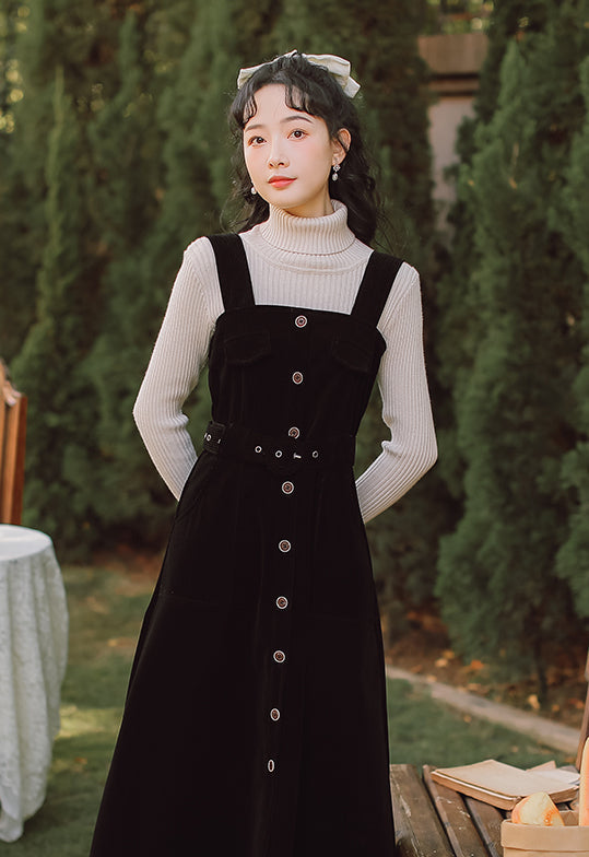 Corduroy Button Up Midi Dress