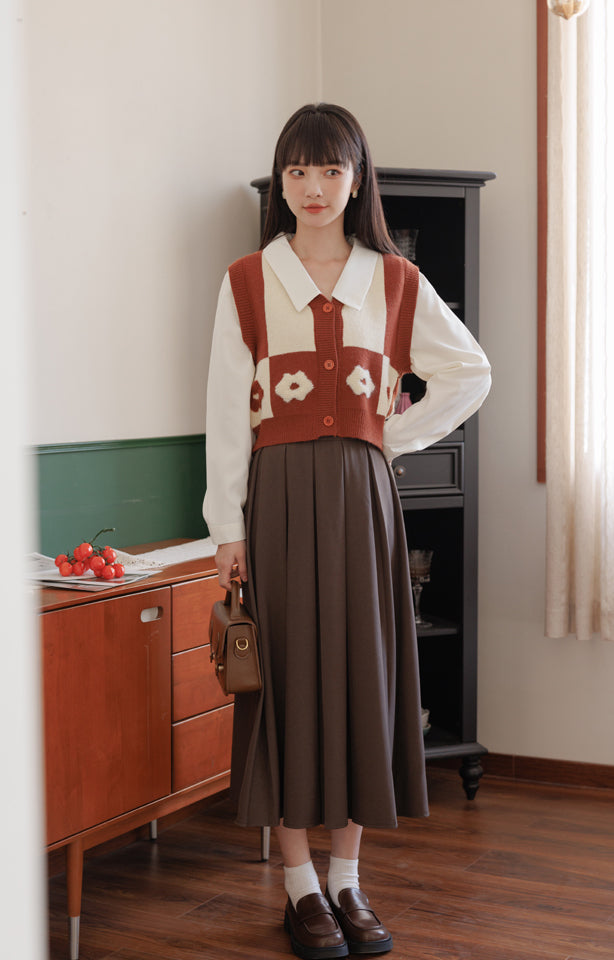 Chaleco retro Daisy con bloques de color y doble uso