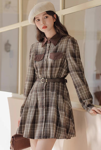 Brown Sugar Plaid Shirt Dress