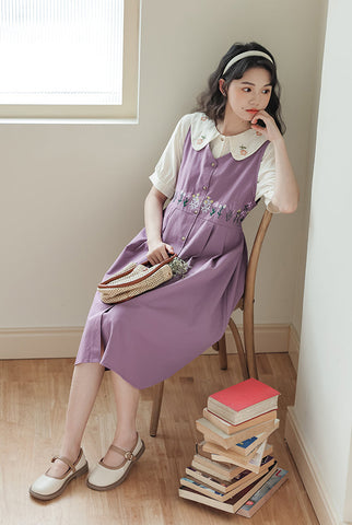 Wild Garden Button Pinafore Dress