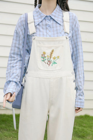 Overall mit Wildblumenstickerei