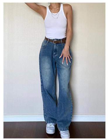 Washed Classic Denim Boyfriend Jeans