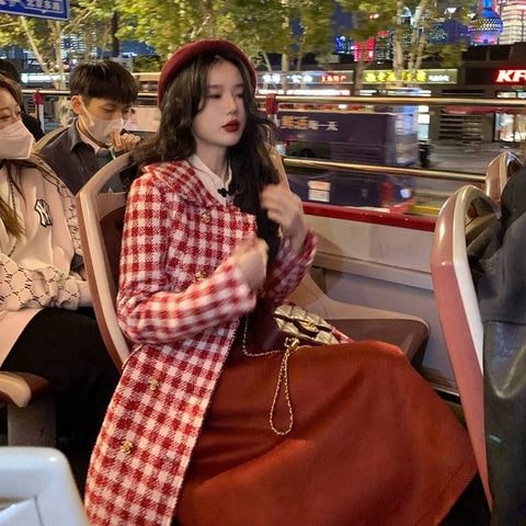 Candy Cane Gingham Dress Coat